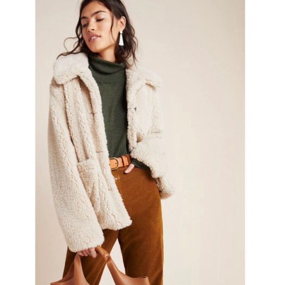 Anthropologie Sanctuary Teddy Plush Button Down Jacket Coat